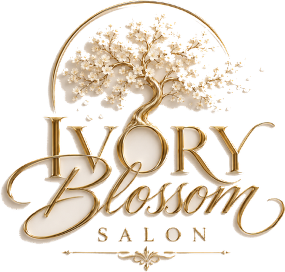 Ivory Blossom Salon logo: a gold blossom tree above the Ivory Blossom Salon name